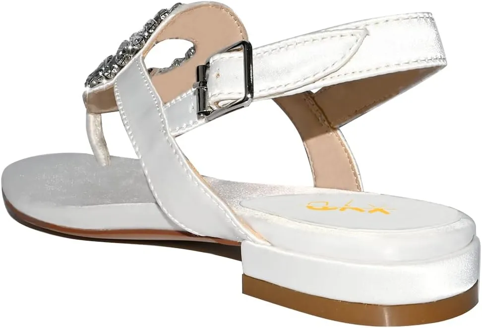 XYD Women Crystal Wedding Sandals with Rhinestone Flip-flop Beach Dressy Diamond Bridal Comfortable Walking Flats Satin Shoes