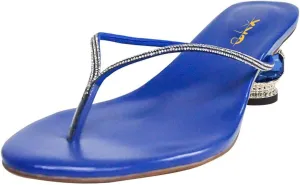 XYD Women Fashion Thong Crystal Low Heel Block Sandals Flip Flops Open Toe Summer Slip-on Beach Resort Vacation Shoes
