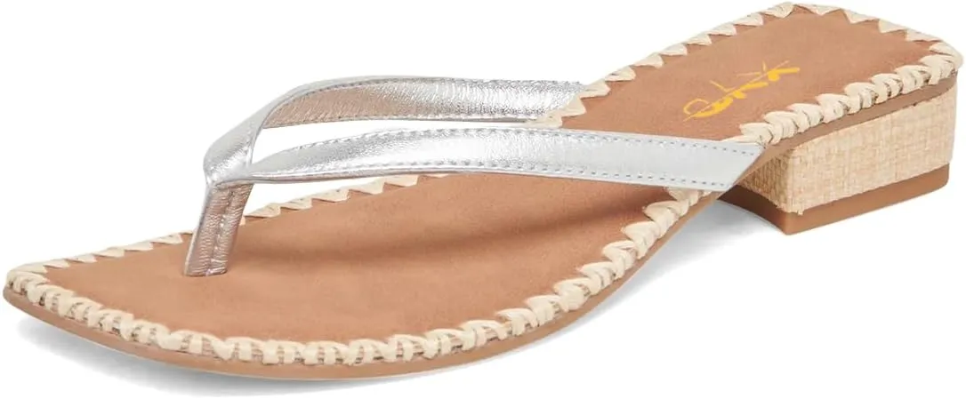 XYD Women Square Open Toe Woven Flip Flops Summer Chunky Low Heel Thong Sandals Beach Wedding Shoes