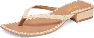 XYD Women Square Open Toe Woven Flip Flops Summer Chunky Low Heel Thong Sandals Beach Wedding Shoes