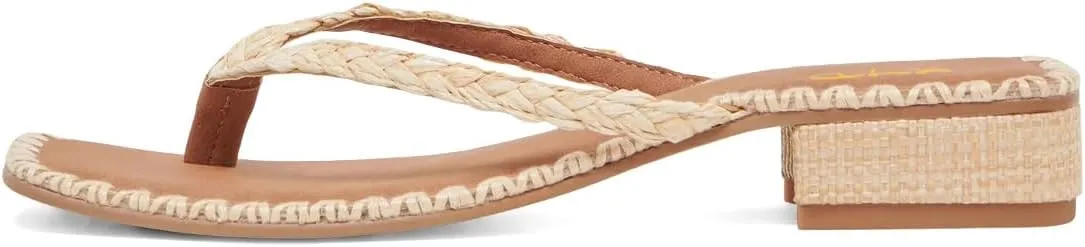 XYD Women Square Open Toe Woven Flip Flops Summer Chunky Low Heel Thong Sandals Beach Wedding Shoes
