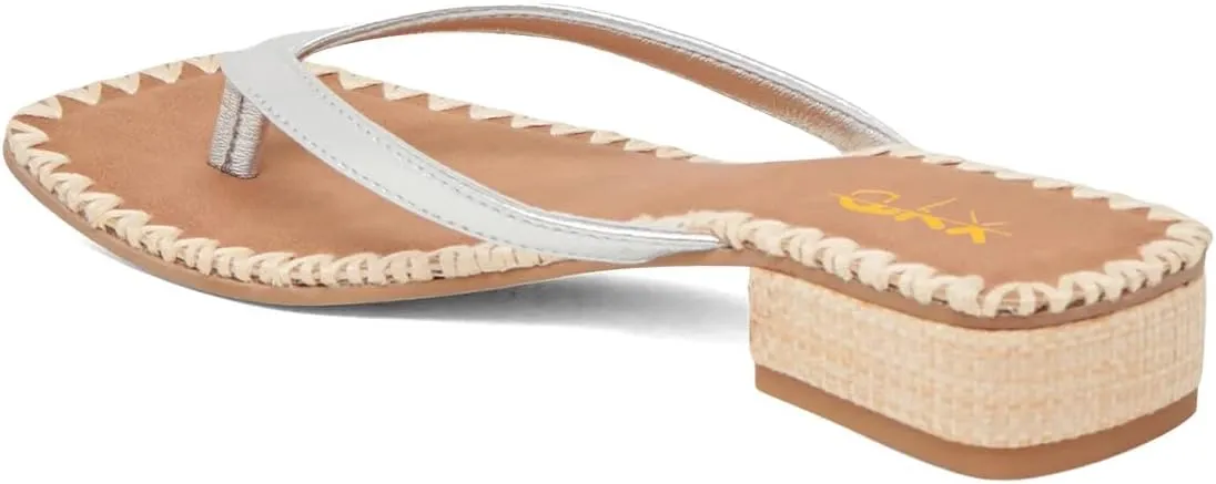 XYD Women Square Open Toe Woven Flip Flops Summer Chunky Low Heel Thong Sandals Beach Wedding Shoes