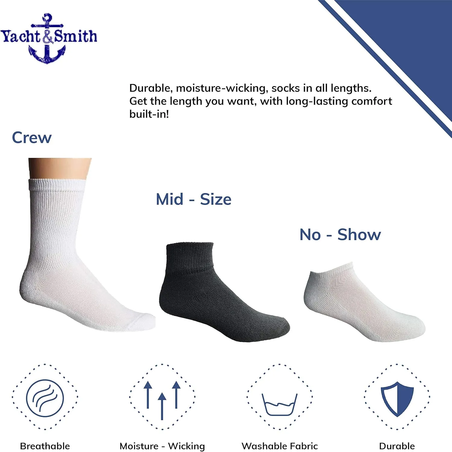 Yacht & Smith Wholesale Men's 97% Cotton Shoe Liner Training Socks Size 10-13, No Show Thin Low Cut Sport Ankle Socks