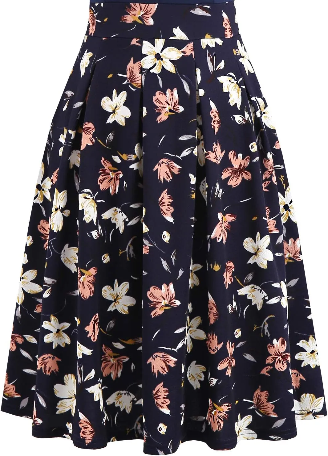 YATHON Women's Vintage Floral Flared A-Line Swing Casual Party Dresses with Pockets