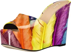 YDN Women High Heels Platform Mules Peep Toe Clogs Slip on Wedge Sandals Slide Backless Shoes Size 4-15 US