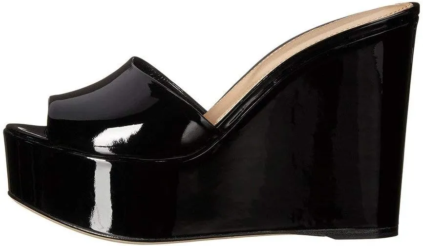 YDN Women High Heels Platform Mules Peep Toe Clogs Slip on Wedge Sandals Slide Backless Shoes Size 4-15 US