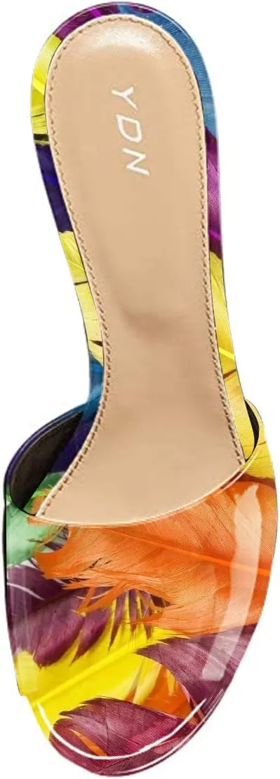 YDN Women High Heels Platform Mules Peep Toe Clogs Slip on Wedge Sandals Slide Backless Shoes Size 4-15 US
