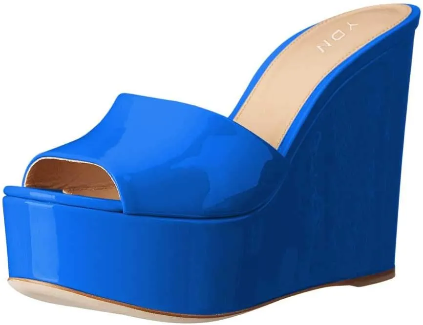 YDN Women High Heels Platform Mules Peep Toe Clogs Slip on Wedge Sandals Slide Backless Shoes Size 4-15 US
