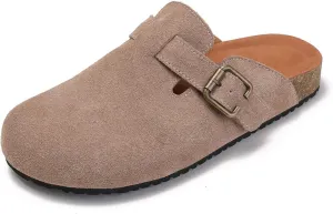 Yenktwei Women's Suede Clogs Cork Footbed Mule Shoes for Women Casual Slip-On Sandals with Arch Support