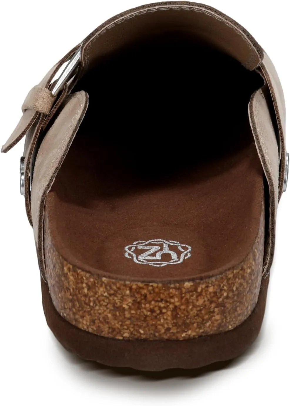 YZ Women's Faux Suede Clogs Leather Mules Adjustable Buckle Slip on Cork Footbed Home Clog Slippers with Arch Support