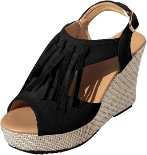 ZSpzx Women Wedge Sandals 2025,Boho Comfortable Non-Slip Walking Footwear Breathable Ladies Dress Dance Party Casual Shoe Ankle Strap Peep Toe Daily Wear Height Increase Vacation Slippers
