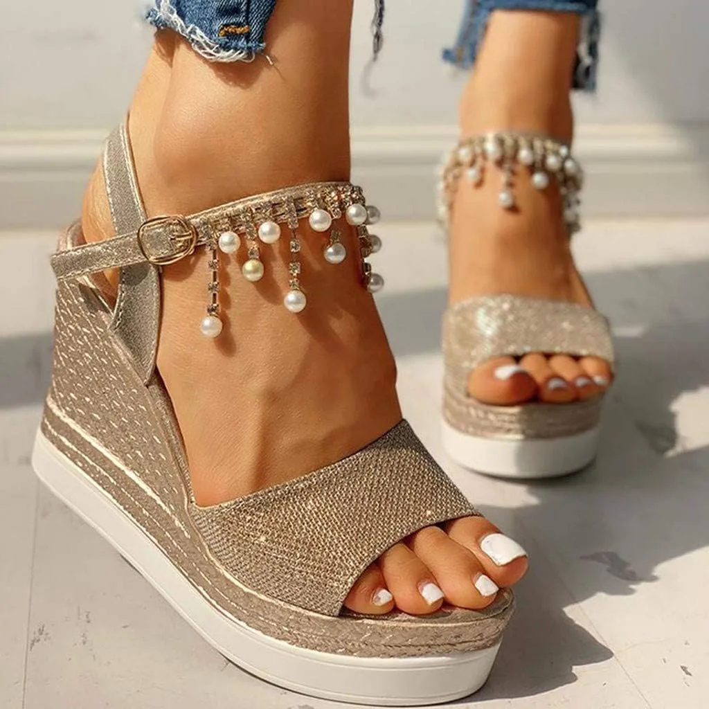 ZSpzx Women Wedge Sandals 2025,Summer Wedding High Heel Shoe Adjustable Buckle Indoor/Outdoor Daily Wear Height Increase Walking Footwear Breathable Comfortable Arch Support Casual Shoes