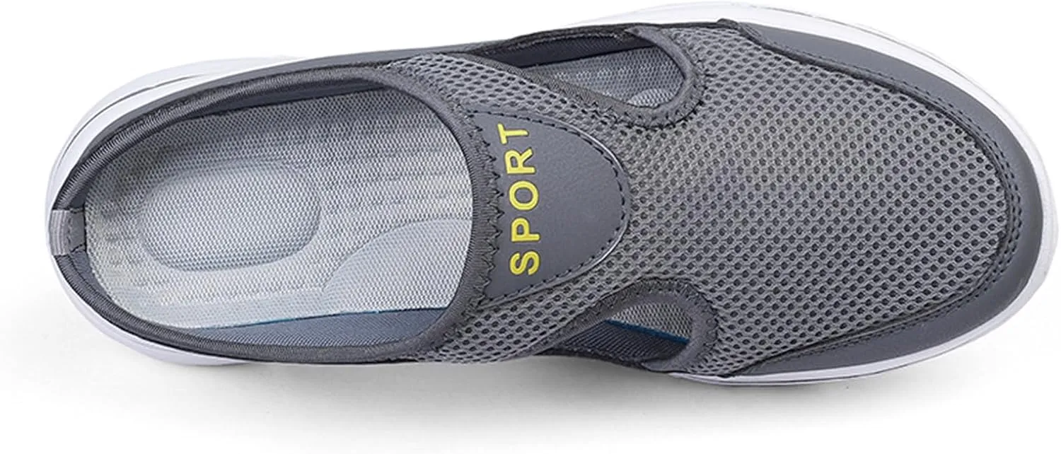 ZWRXW Mules for Women Breathable Mesh Walking Mules Sneakers Open Back Slip On Shoes Lightweight Breathable Comfortable Walking Shoes Closed Toe Slides with Arch Support Orthopedic Slippers