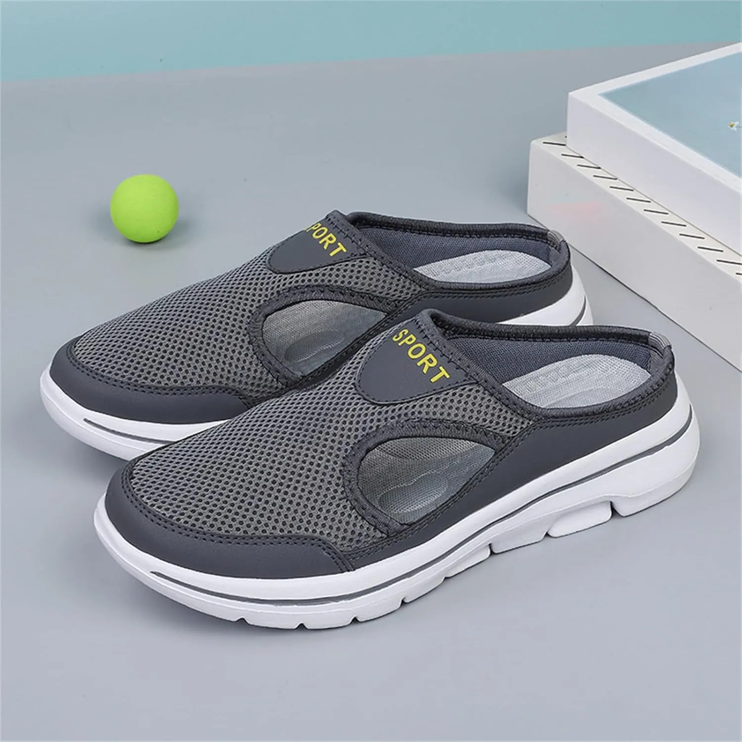ZWRXW Mules for Women Breathable Mesh Walking Mules Sneakers Open Back Slip On Shoes Lightweight Breathable Comfortable Walking Shoes Closed Toe Slides with Arch Support Orthopedic Slippers