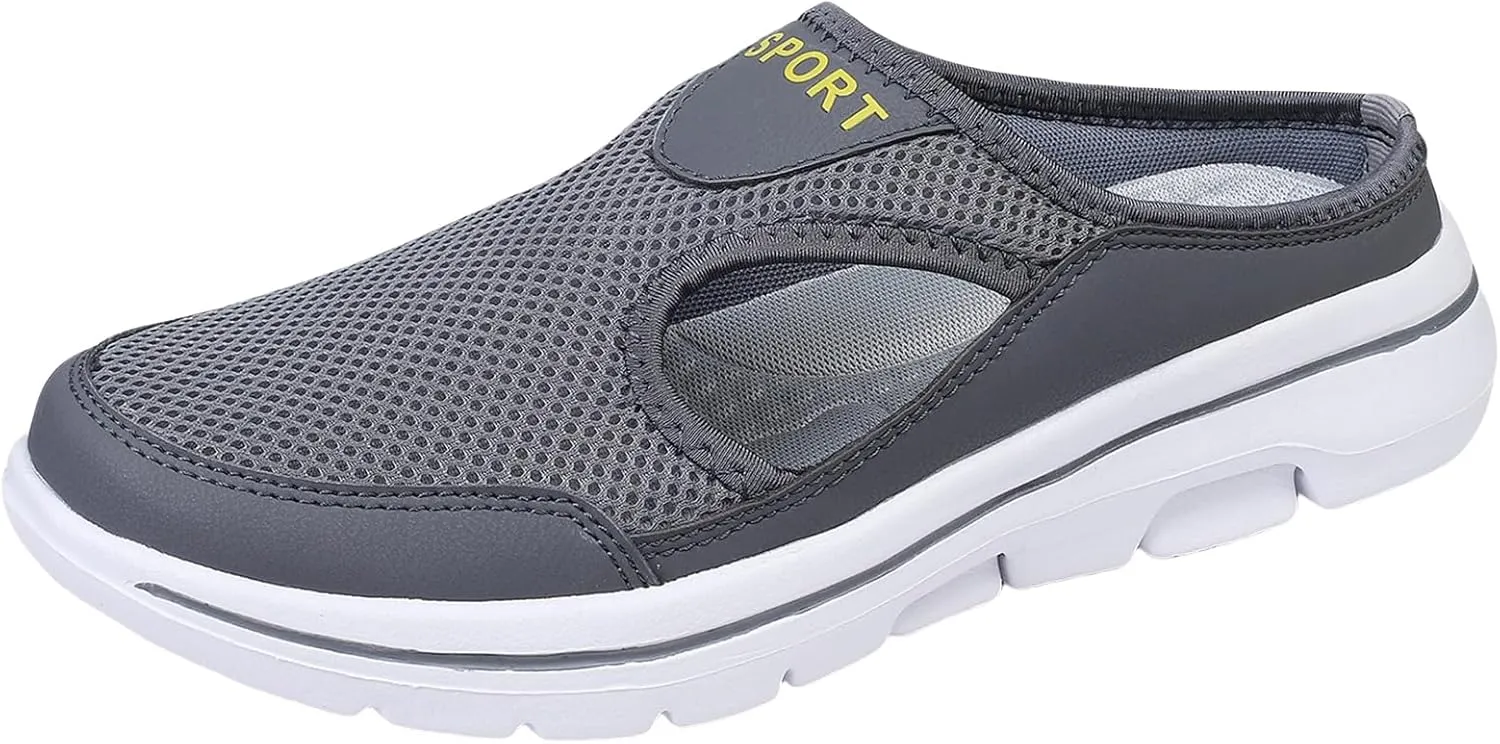 ZWRXW Mules for Women Breathable Mesh Walking Mules Sneakers Open Back Slip On Shoes Lightweight Breathable Comfortable Walking Shoes Closed Toe Slides with Arch Support Orthopedic Slippers