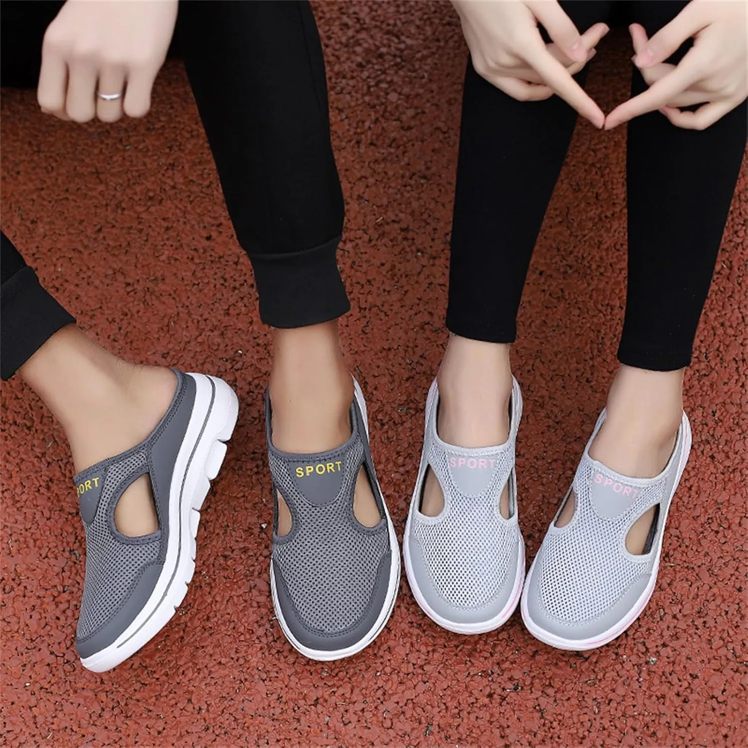 ZWRXW Mules for Women Breathable Mesh Walking Mules Sneakers Open Back Slip On Shoes Lightweight Breathable Comfortable Walking Shoes Closed Toe Slides with Arch Support Orthopedic Slippers