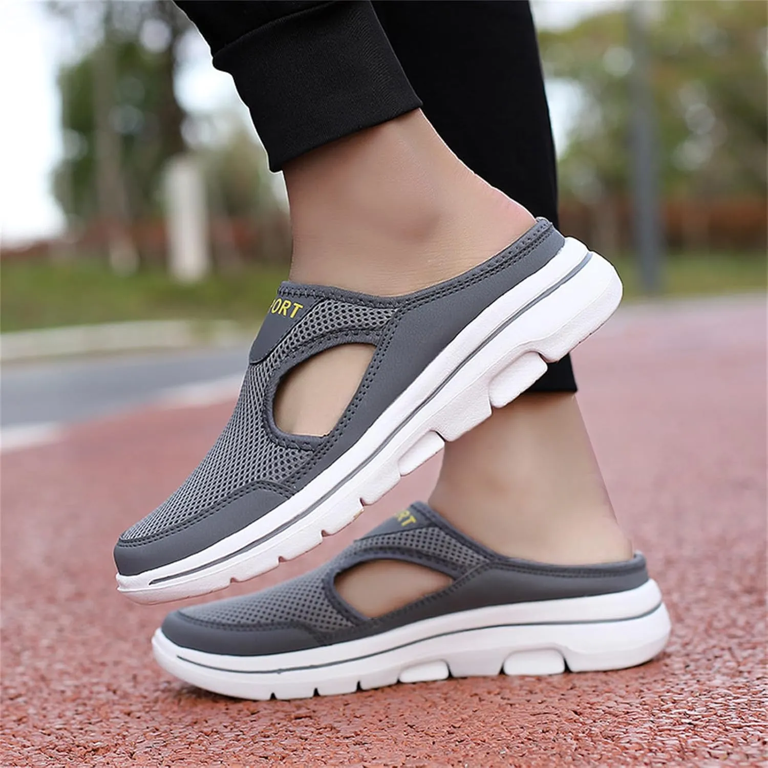 ZWRXW Mules for Women Breathable Mesh Walking Mules Sneakers Open Back Slip On Shoes Lightweight Breathable Comfortable Walking Shoes Closed Toe Slides with Arch Support Orthopedic Slippers